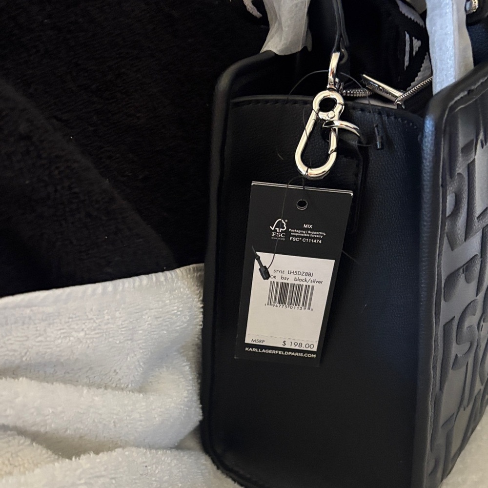 Karl Lagerfeld Black Embossed Shoulder Bag - Picture 2 of 4